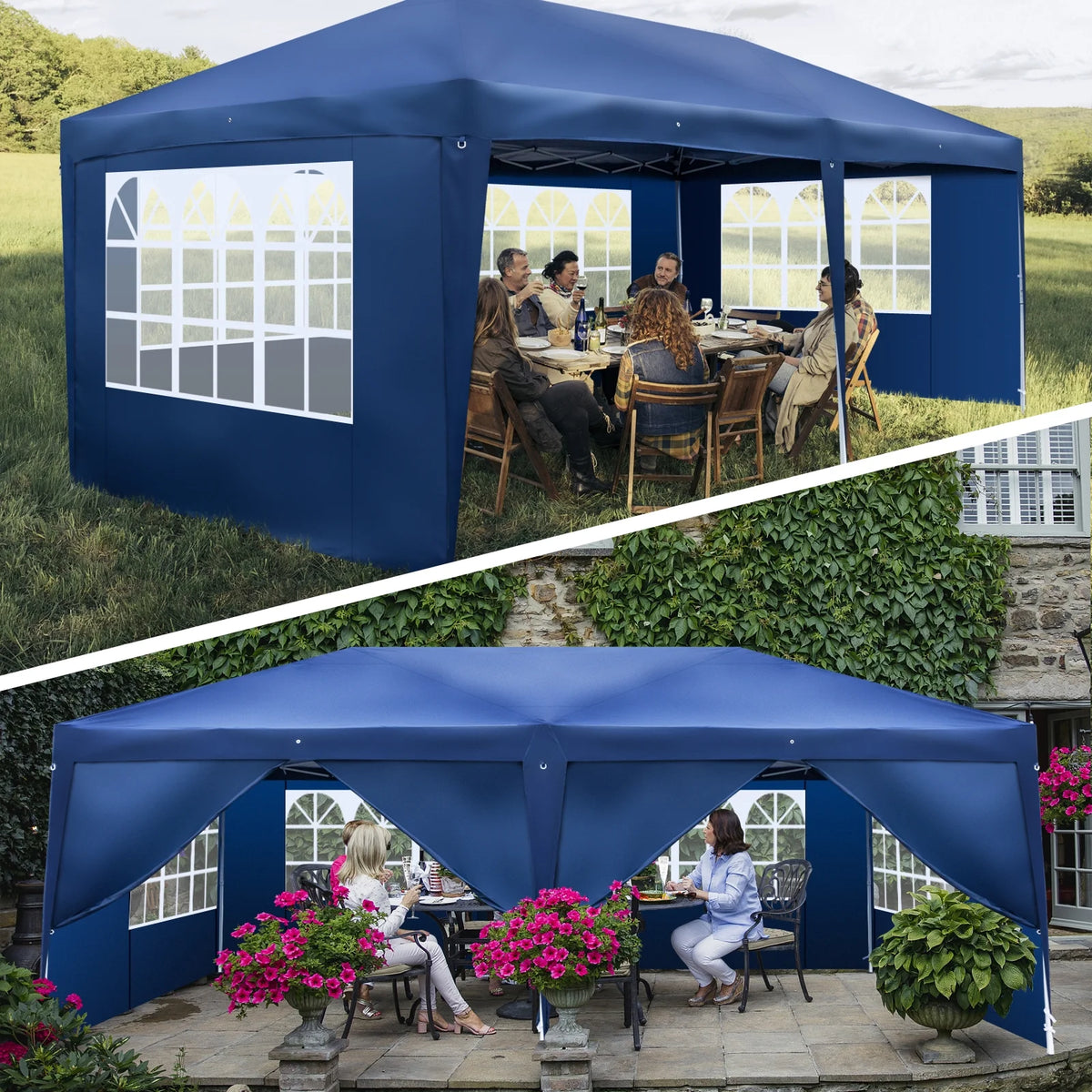 10 x 20-Feet White Pop Up Canopy Tent with 4 Removable Sidewalls V483
