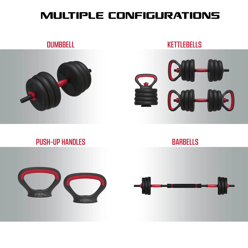 60 lbs. 4-in-1 Adjustable Dumbbell, Barbell, and Kettlebell Weight Set W3024