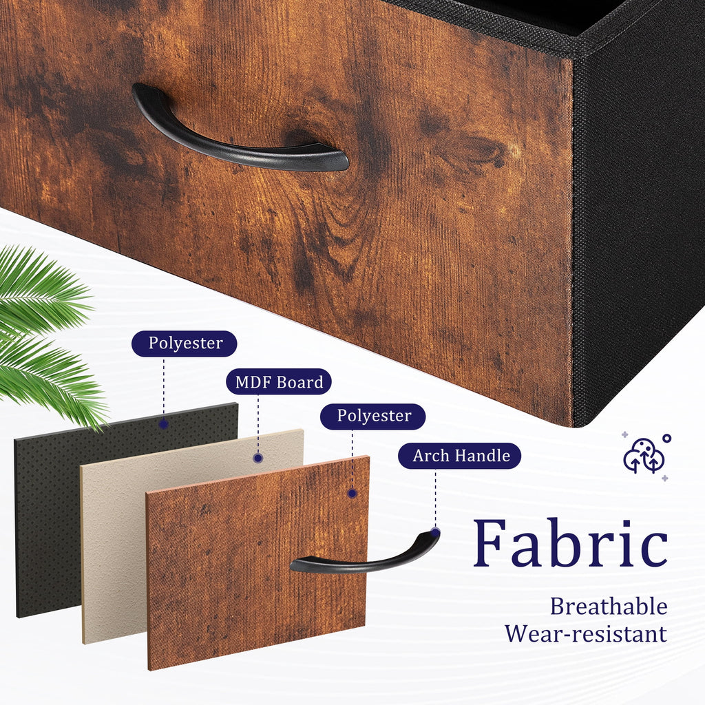 Black 5 Drawer Fabric Dresser with Wood Top Y144