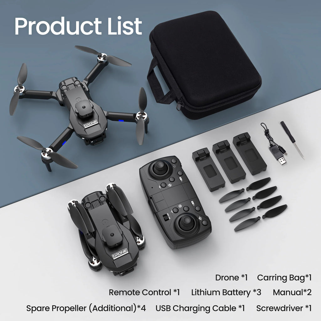 6K HD Camera Drone with 3 Batteries Black M395