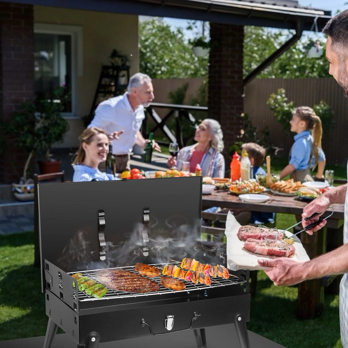 Portable Charcoal Grill Foldable BBQ Suitcase Grill L1642