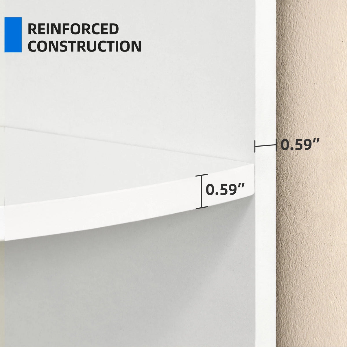5 Tier White Corner Bookcase Z330