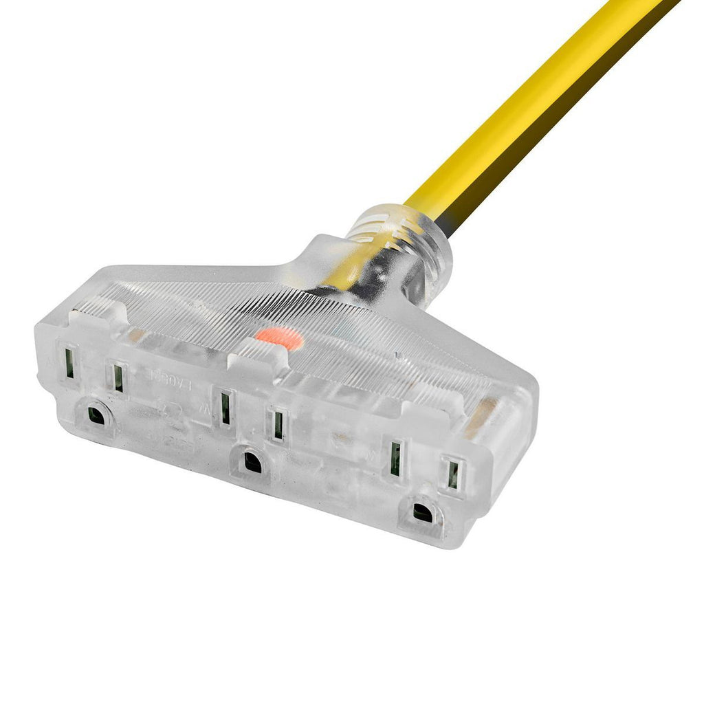 100 ft. 12/3 Gauge Multiple Outlet Extension Cord with Indicator Light, Yellow, Black T510