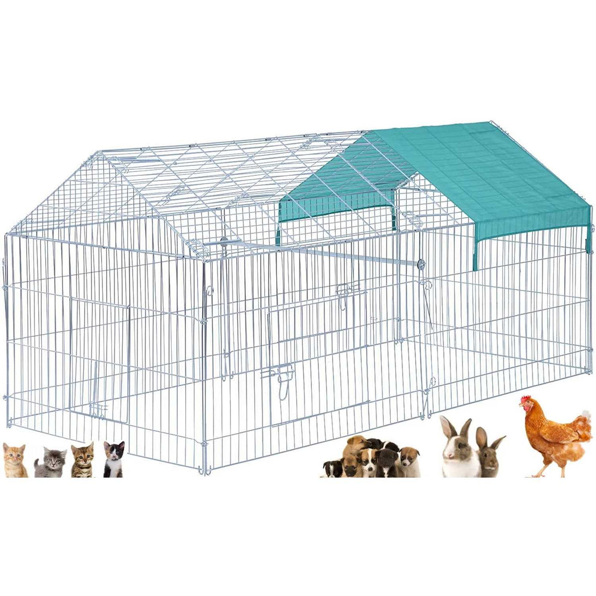 Large Galvanized Steel Outdoor Pet Hutch Enclosure I89928