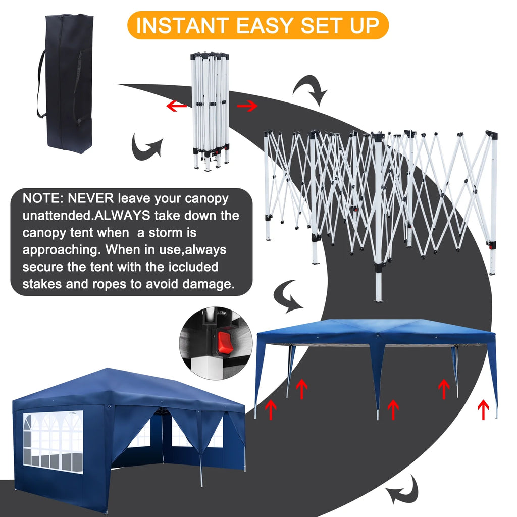10 x 20-Feet White Pop Up Canopy Tent with 4 Removable Sidewalls V483
