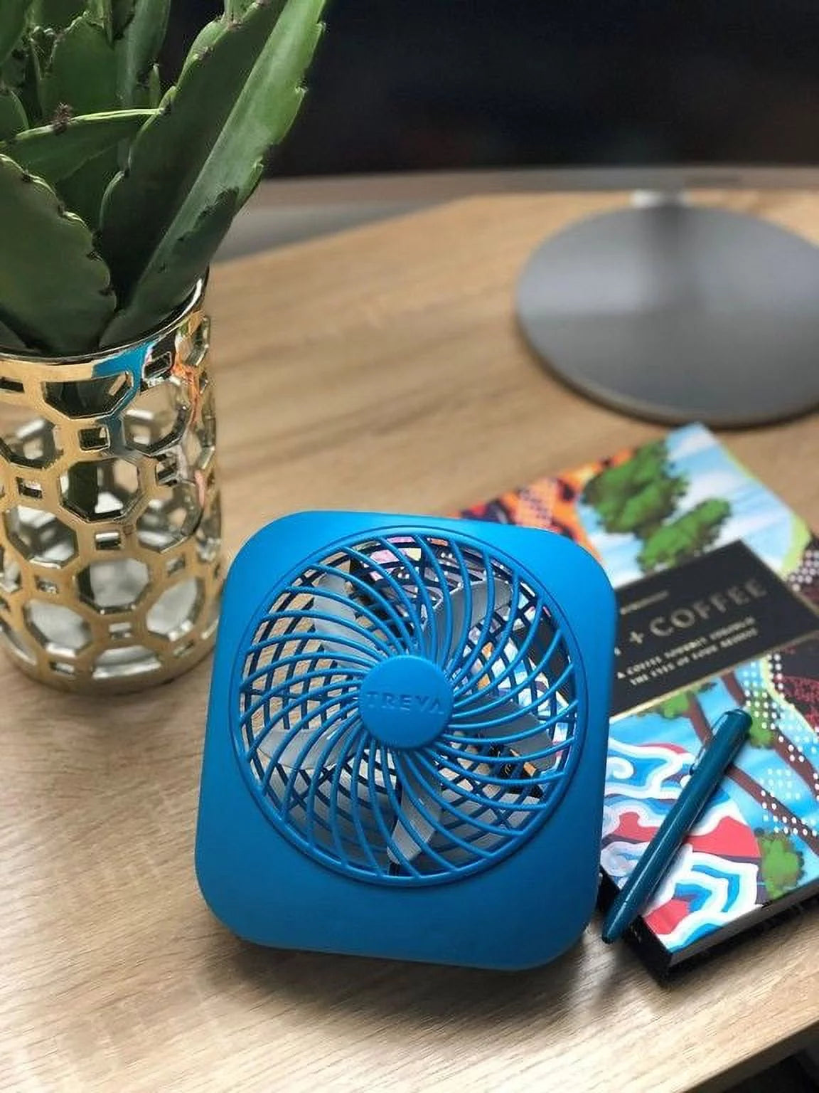 5 inch Portable Battery Powered 2 Speed Desktop Fan, Gray, 2 Pack C991
