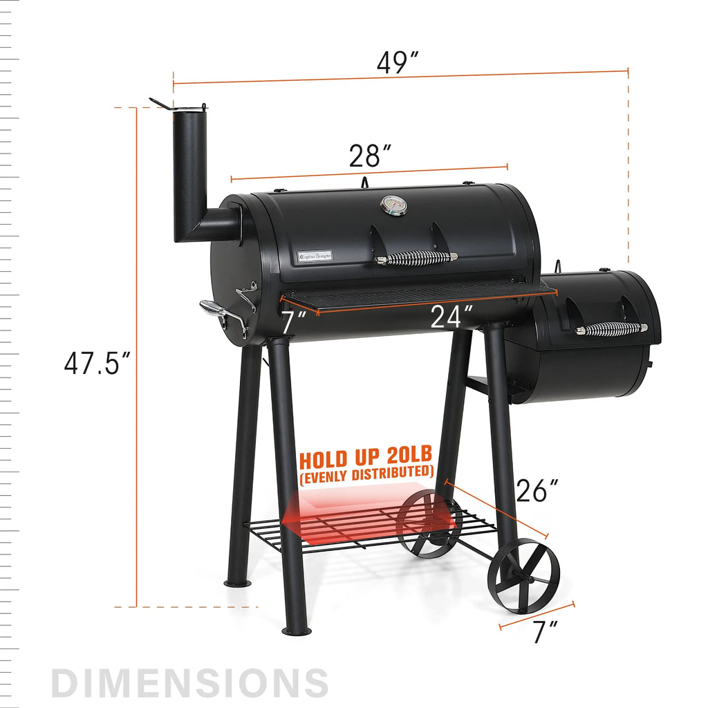 28'' Charcoal Grill with Offset Smoker N434494