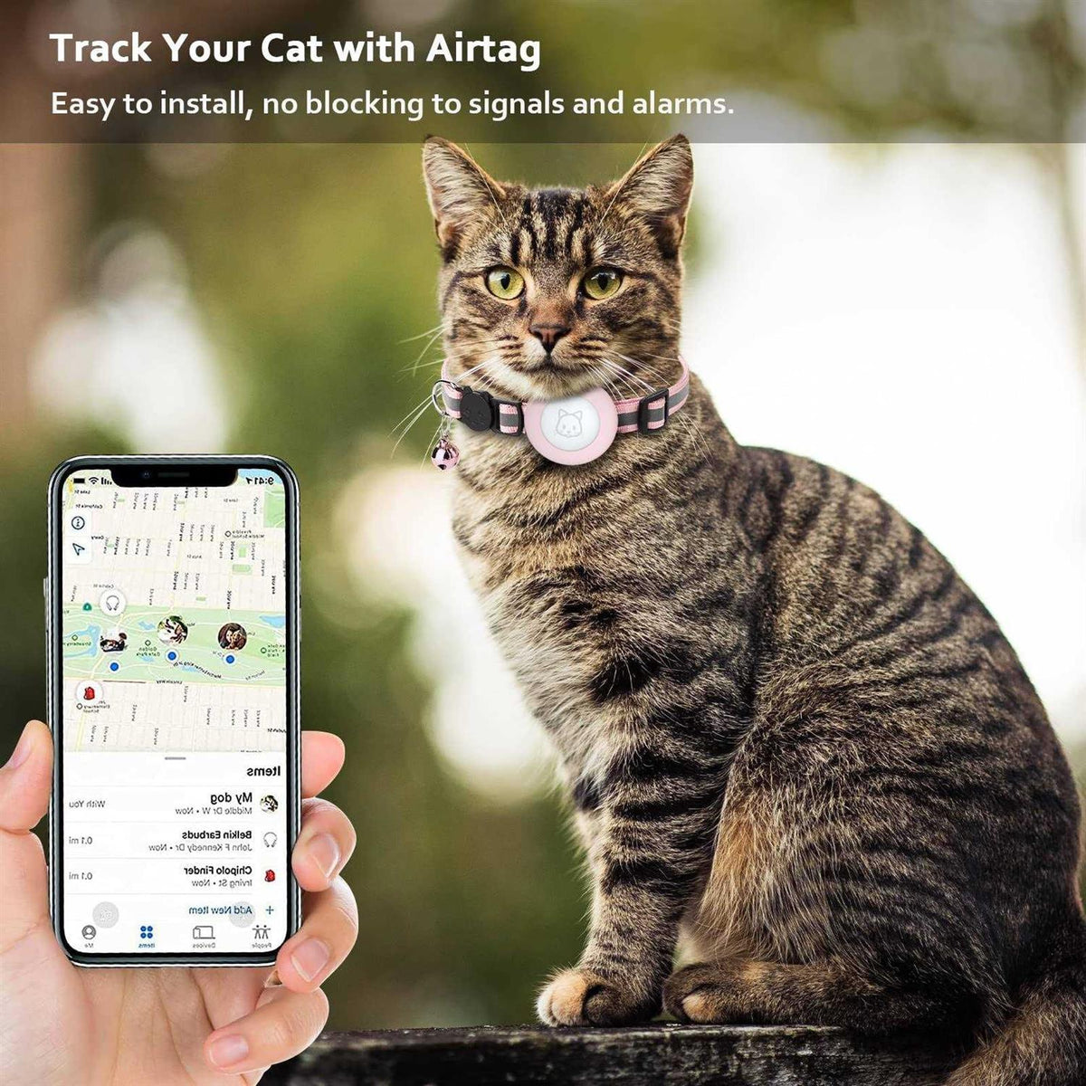 Breakaway Cat Collar with Air Tag Case I228
