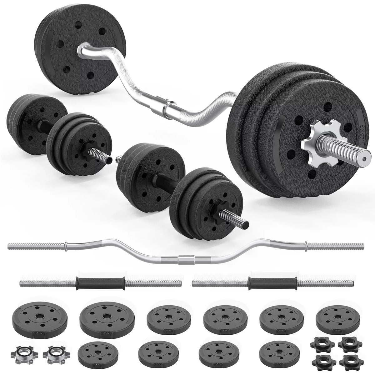 66LB 2 in 1 Adjustable Weight Set with Curl Bar Q865571