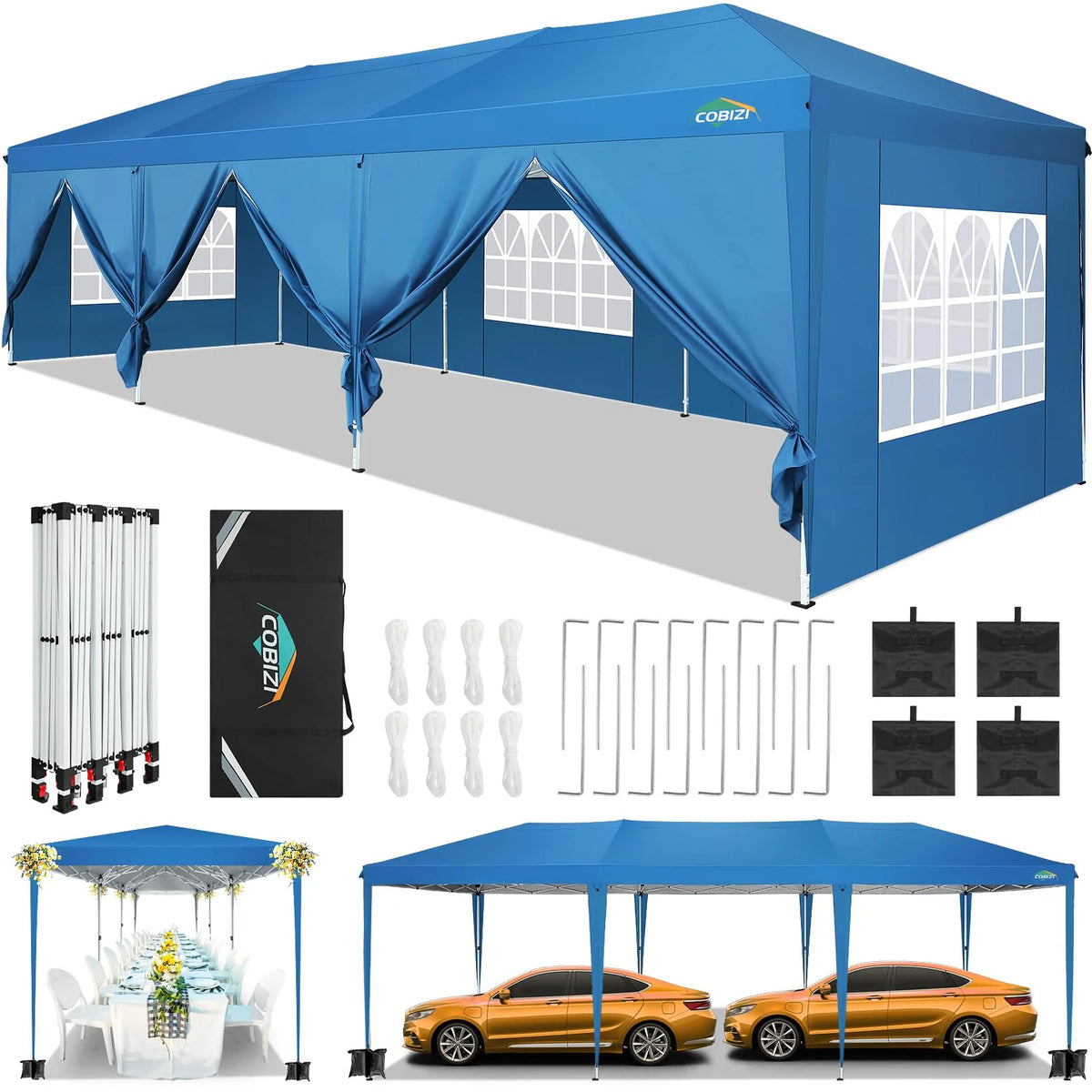 10x10ft Waterproof Popup Canopy with 4 Sidewalls Black X70121