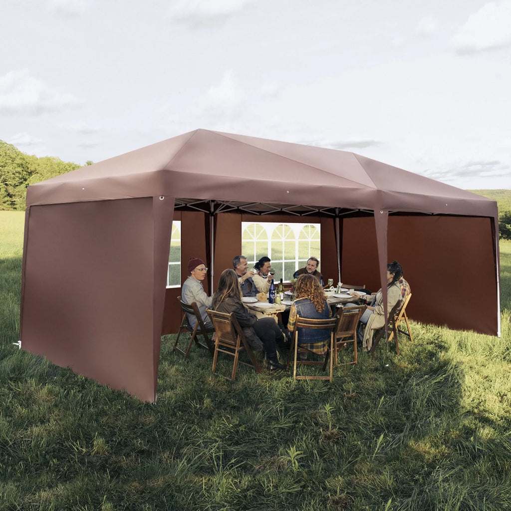 10 x 20-Feet White Pop Up Canopy Tent with 4 Removable Sidewalls V483