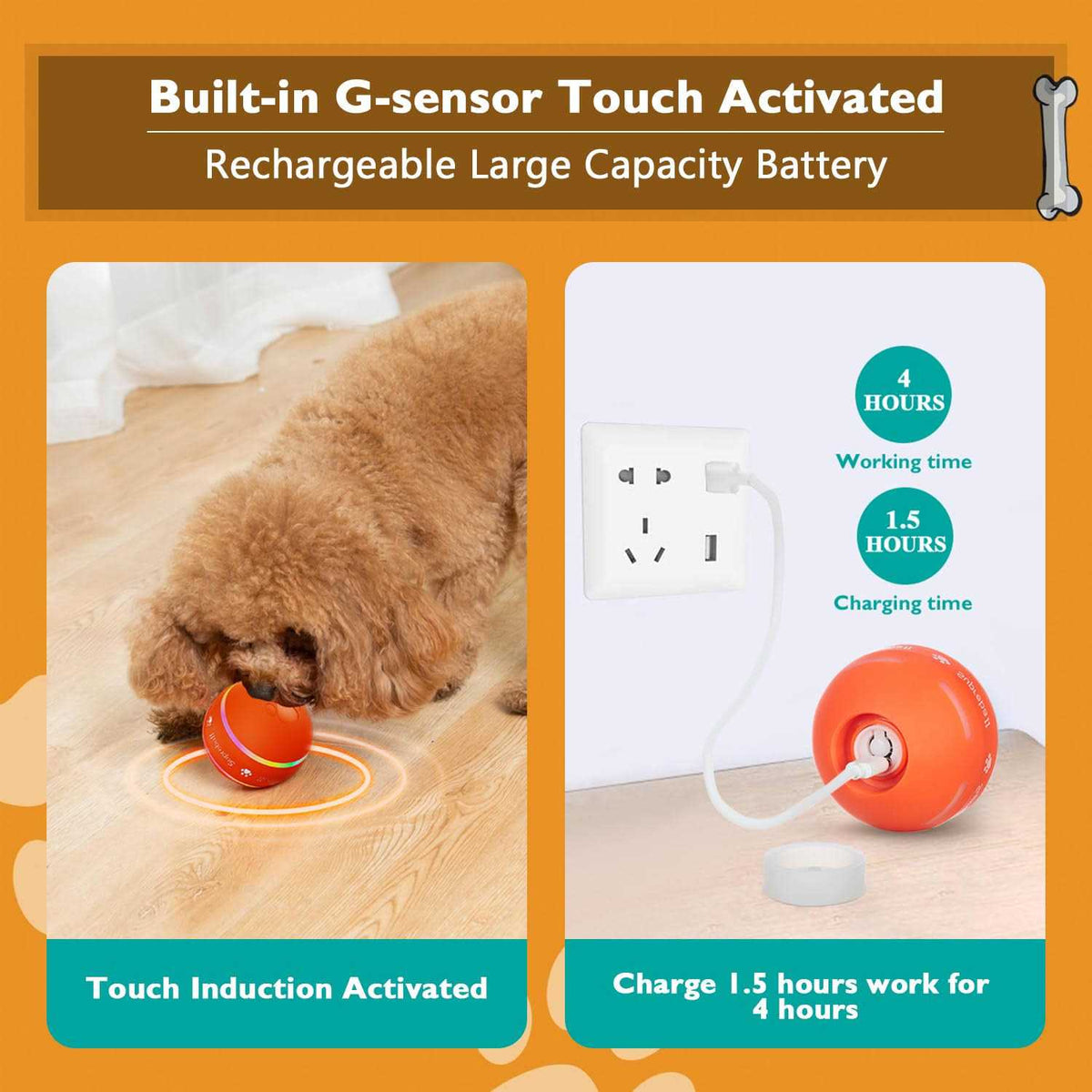 Interactive Durable Motion Activated Automatic Rolling Dog Ball Toys M25479