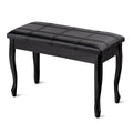 Black Solid Wood PU Leather Piano Bench with Storage S842540