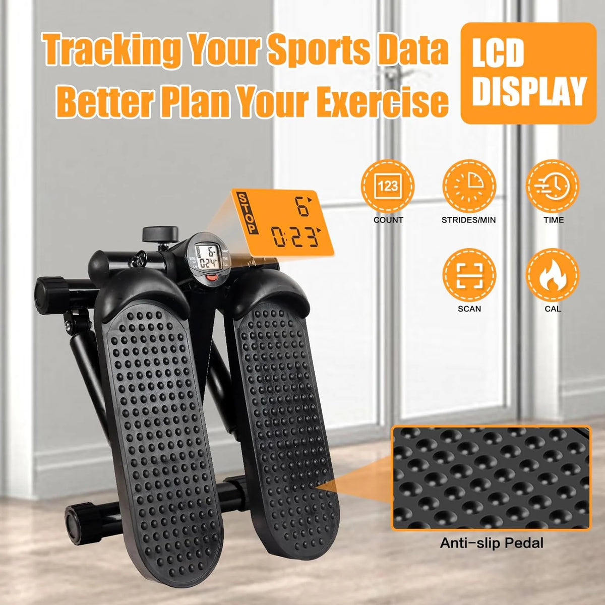 Mini Stepper with LCD and Resistance Bands J9320