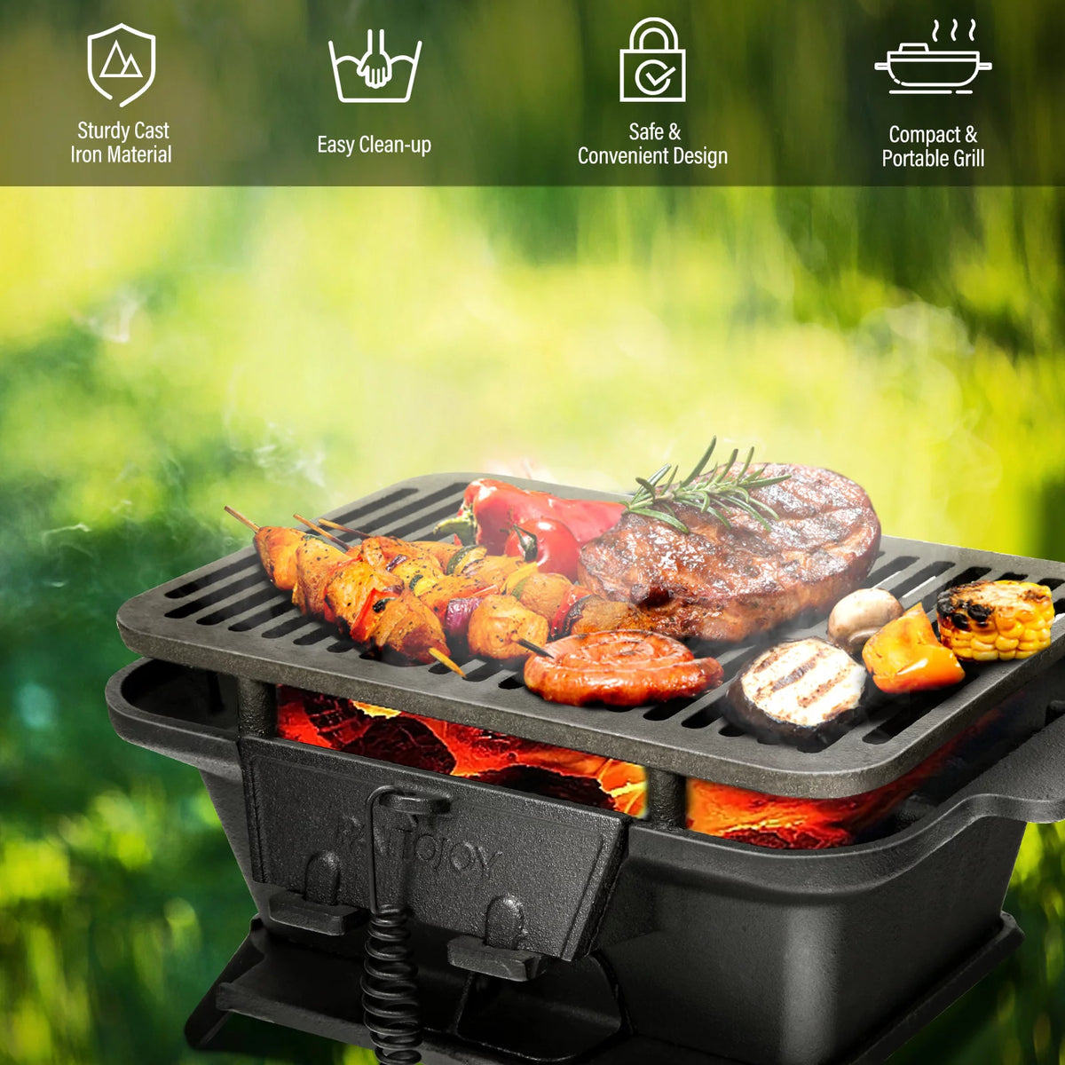 Portable Heavy Duty Cast Iron Charcoal Grill U35719