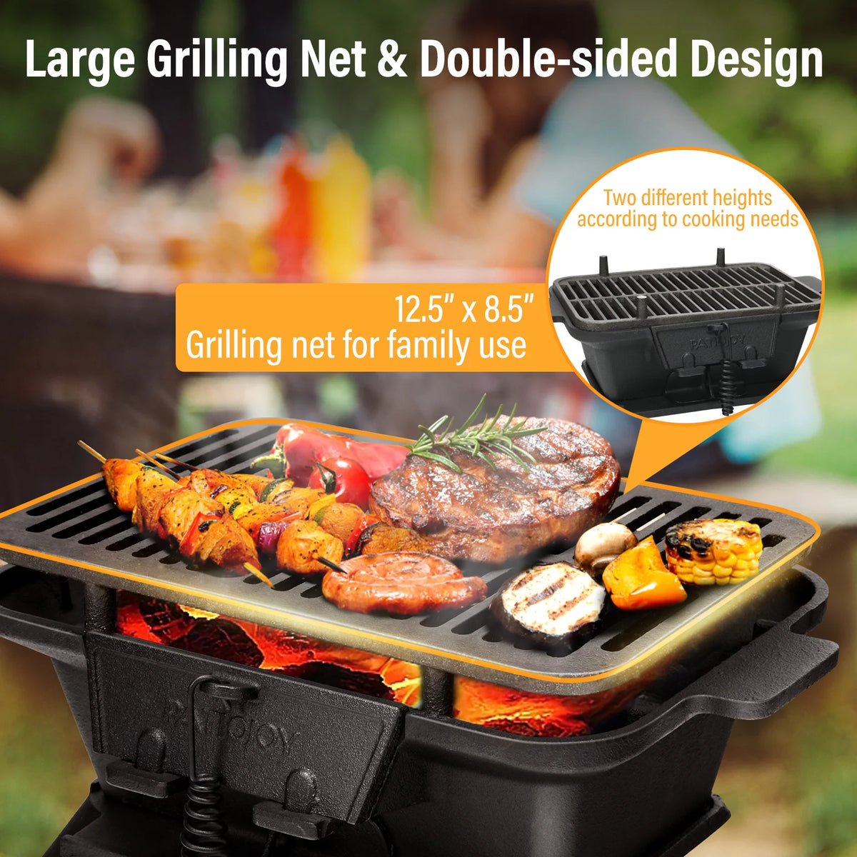 Portable Heavy Duty Cast Iron Charcoal Grill U35719