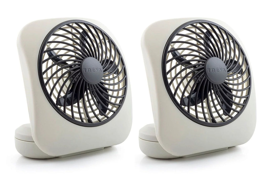 5 inch Portable Battery Powered 2 Speed Desktop Fan, Gray, 2 Pack C991
