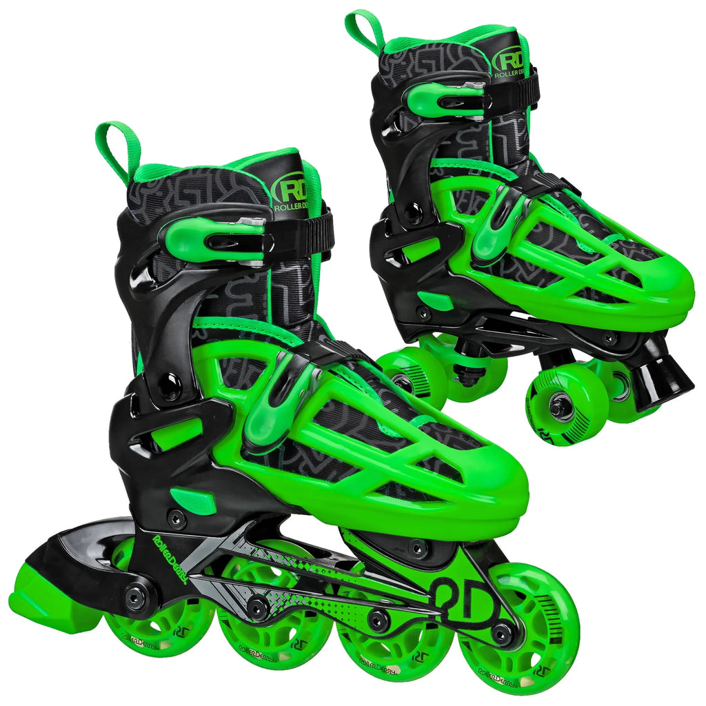 Boys 2-in-1 Roller/Inline Skates Black/Green K43490