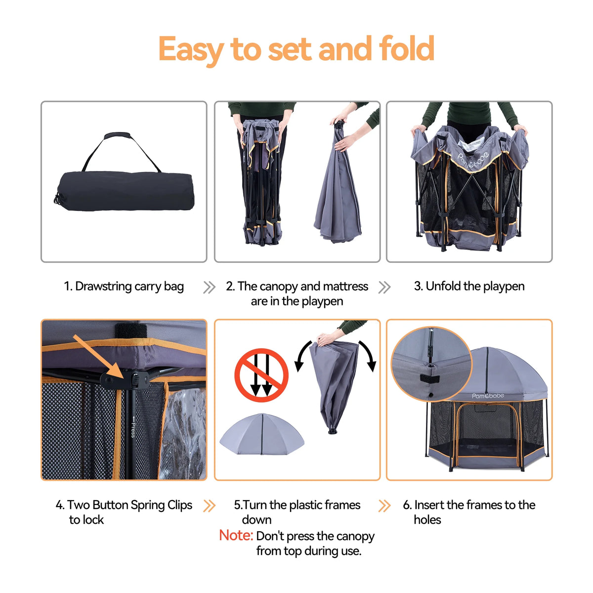 Blue Portable Lightweight Baby Playpen with Canopy and Travel Bag E565