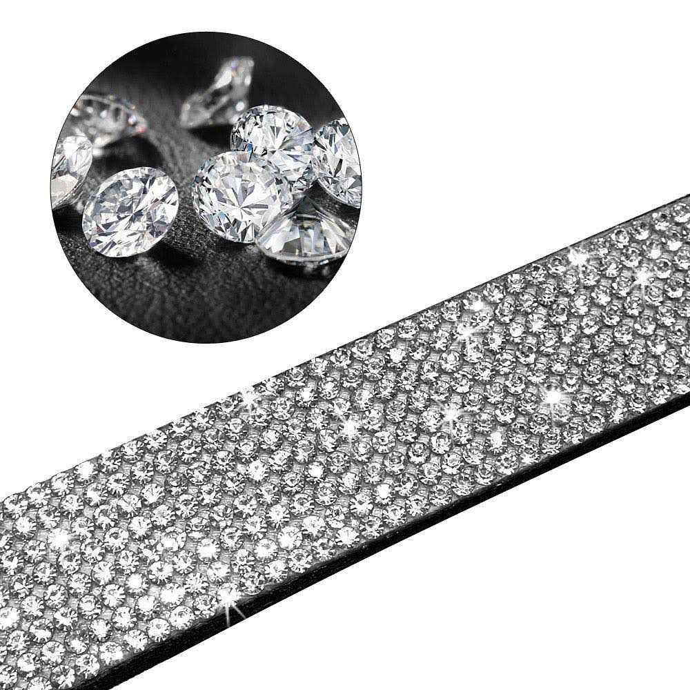 Rhinestone Soft Suede Leather Dog Collar X5166