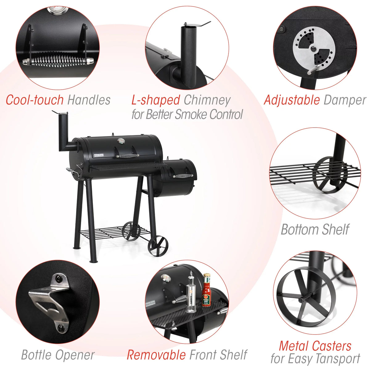 28'' Charcoal Grill with Offset Smoker N434494