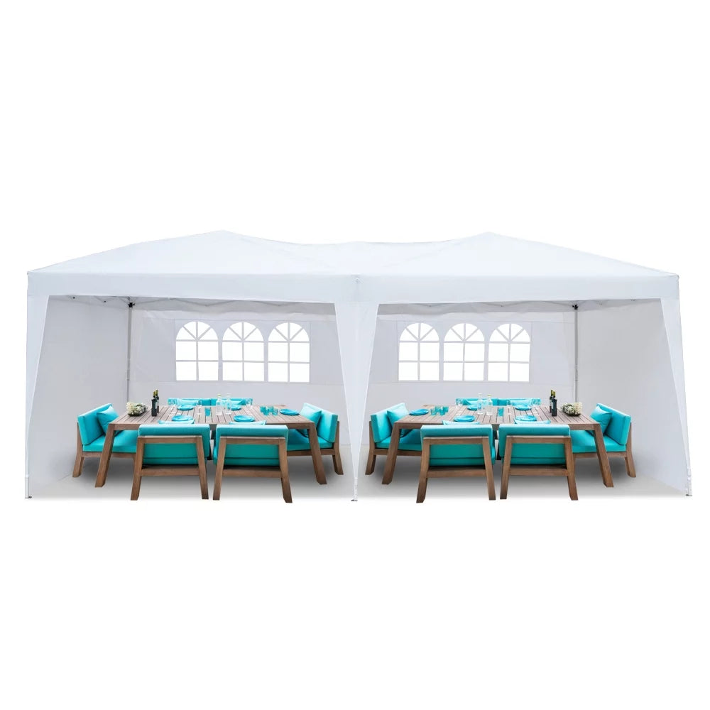 10 x 20-Feet White Pop Up Canopy Tent with 4 Removable Sidewalls V483