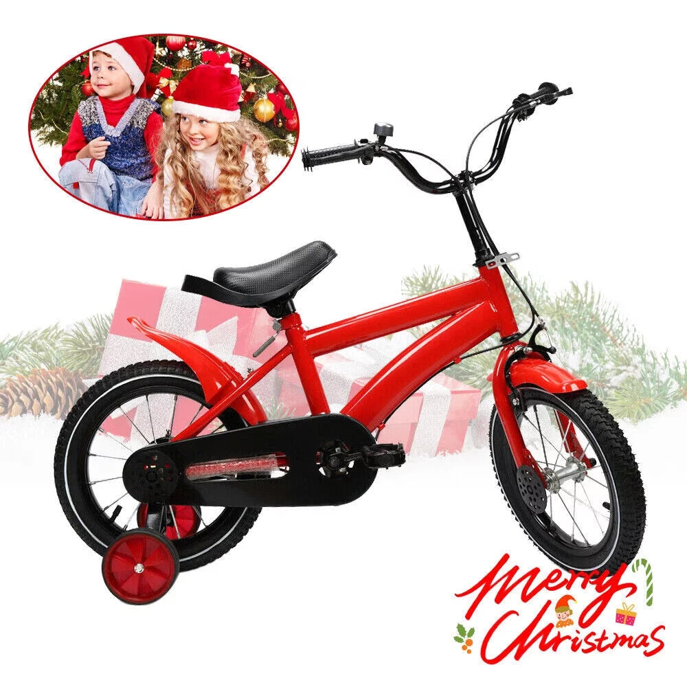 Yellow 14 Inch Kids Bike with Training Wheels Y500582