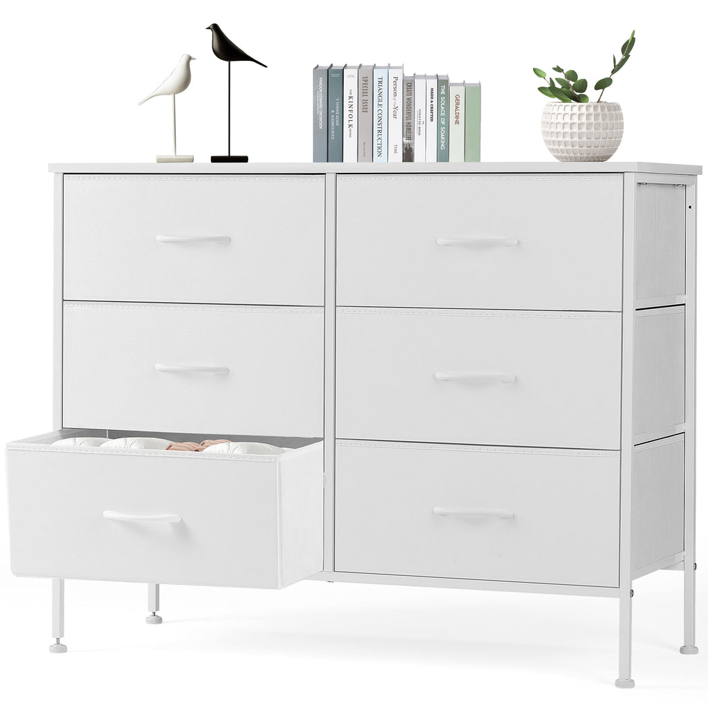 Black 5 Drawer Fabric Dresser with Wood Top Y144