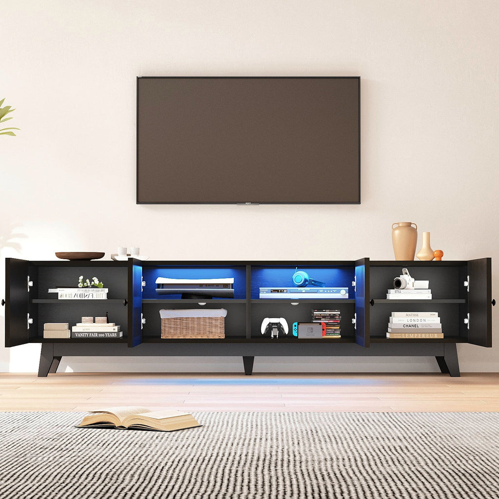 Mid Century Modern TV Stand with Storage and Cable Management Holes B12282