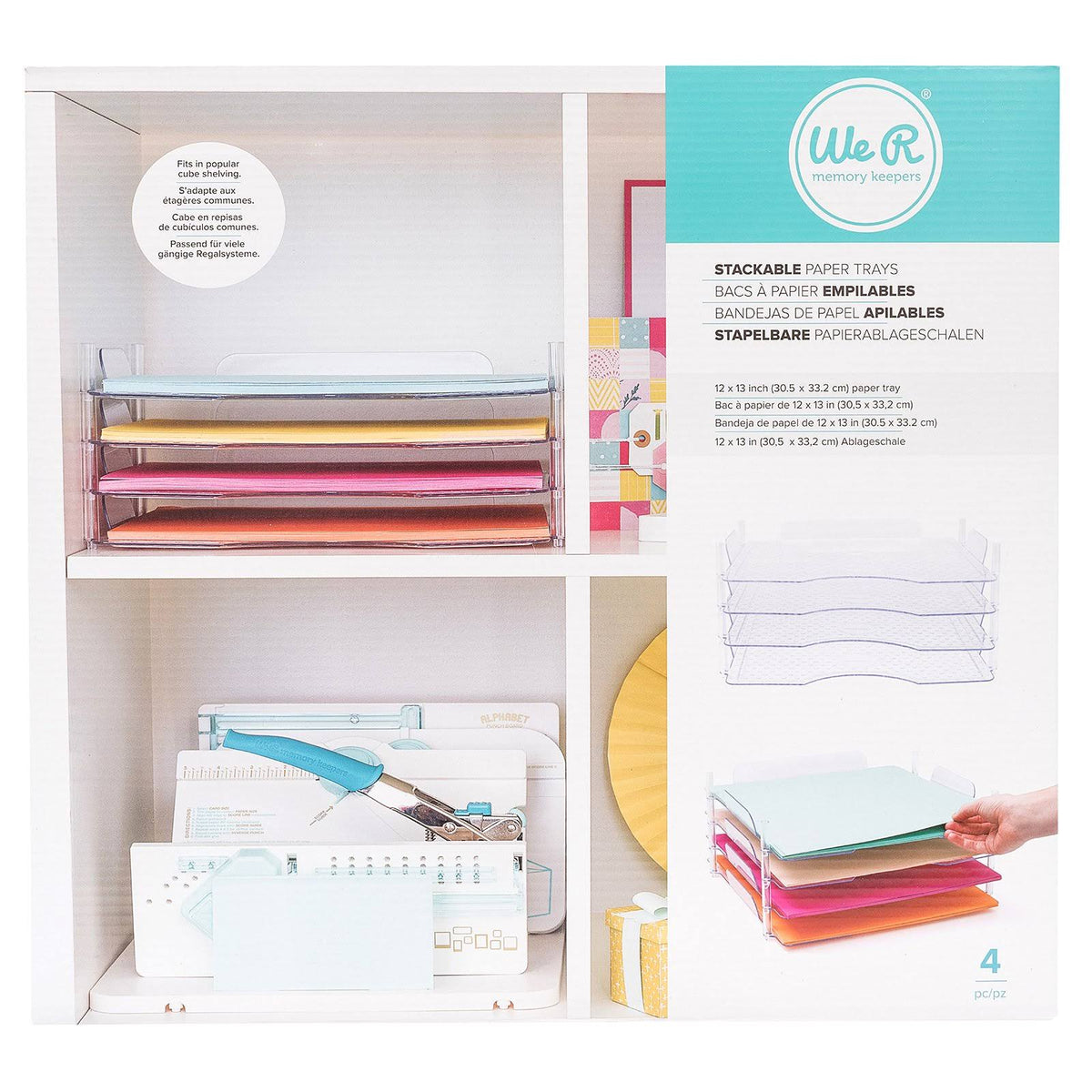 Stackable Acrylic Paper Trays 4-pkg 12"x12" O882