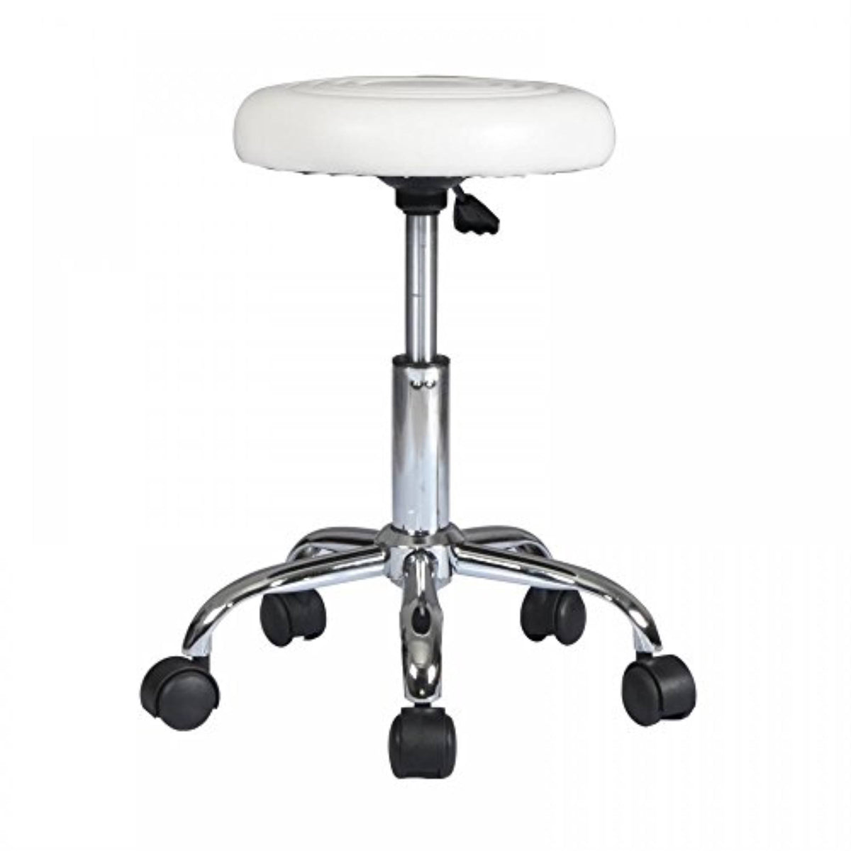White Adjustable Hydraulic Rolling Swivel Stool C785641