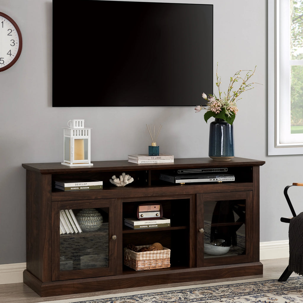Espresso TV Stand with Storage and Cabinet U416798