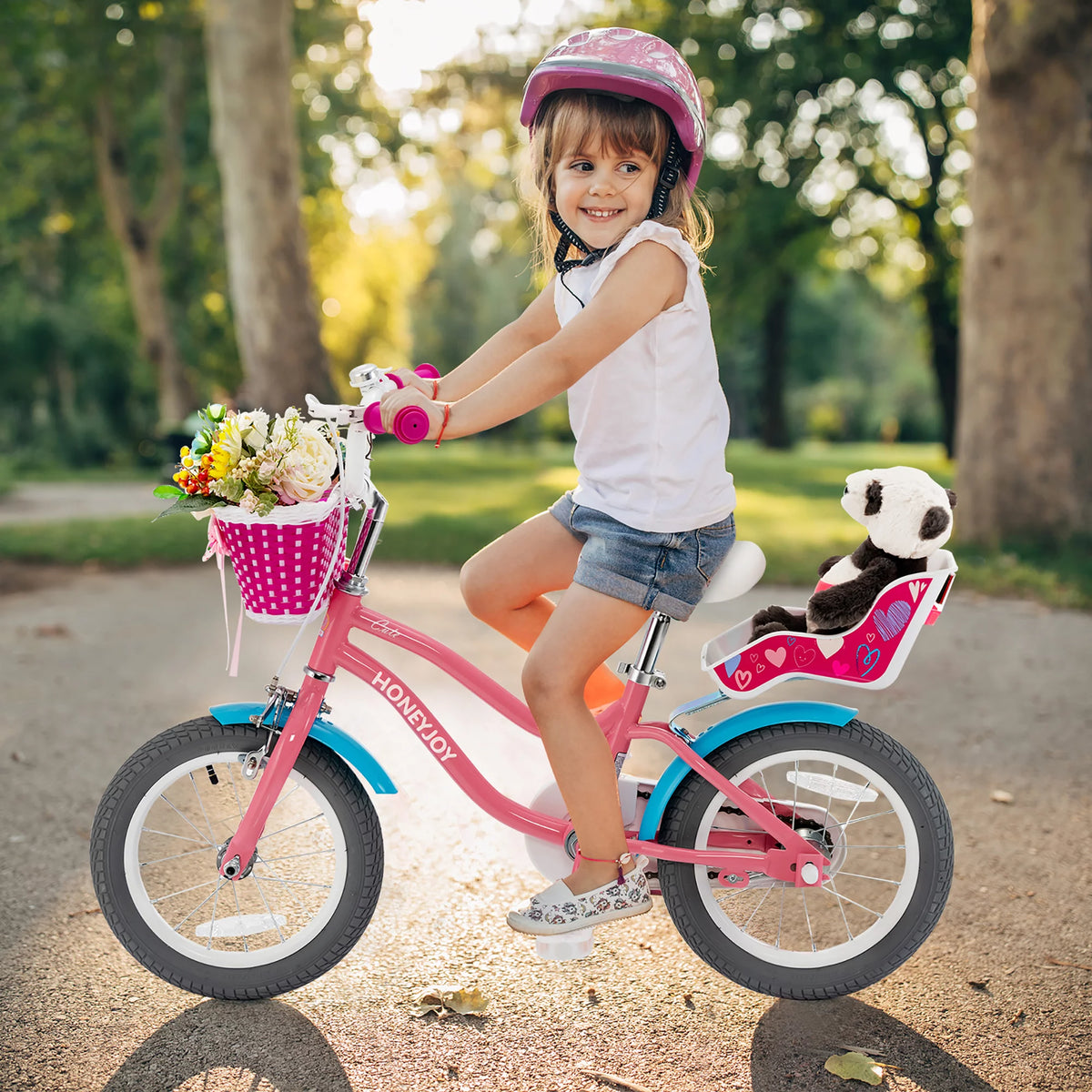 14 Inches Kids Bicycle with Training Wheels and Basket F4946