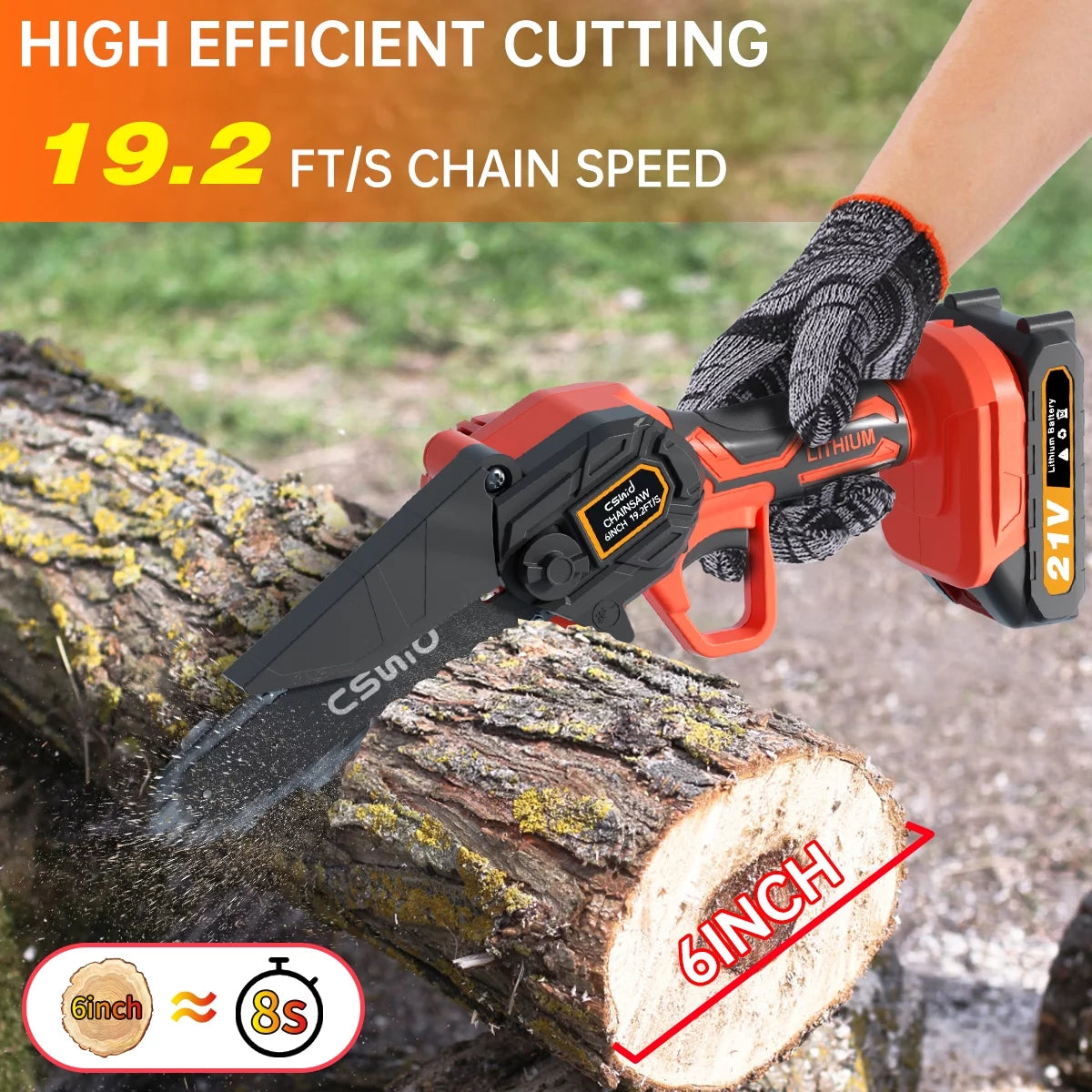 Cordless Mini Chainsaw with 2 Batteries 2 Chains S116