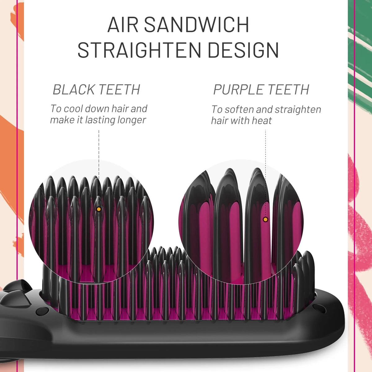 Ionic Hair Straightener Brush with 16 Heat Levels G7118