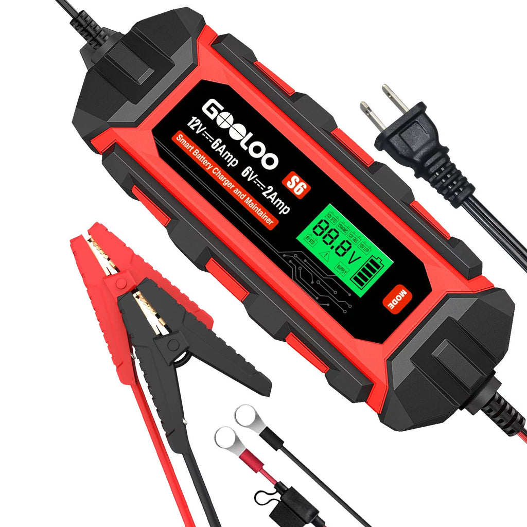 6A 6V 12V Smart Trickle Battery Charger Maintainer with LCD Display L434776