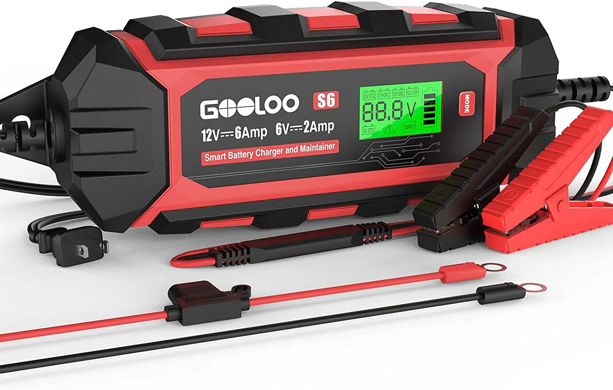 6A 6V 12V Smart Trickle Battery Charger Maintainer with LCD Display L434776