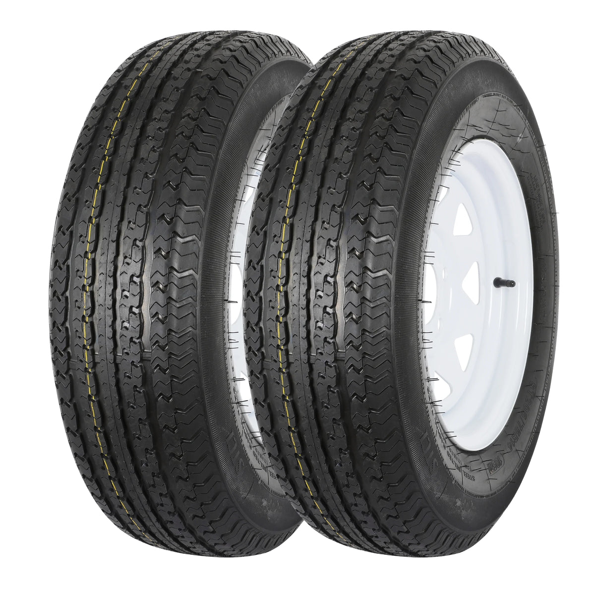 ST205/75R14 Trailer Tire with 14 White Wheel Set of 2 J86384