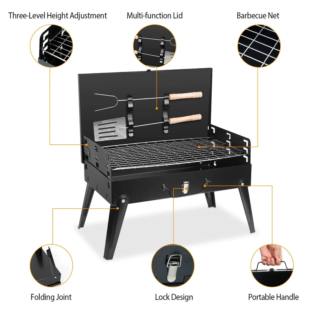 Portable Charcoal Grill Foldable BBQ Suitcase Grill L1642