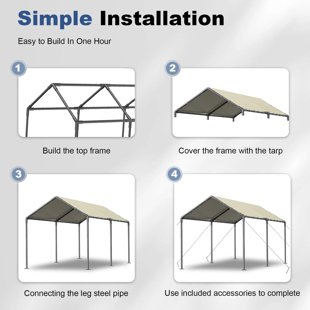 L20xW10xH9.2Ft Heavy Duty Portable Carport G361