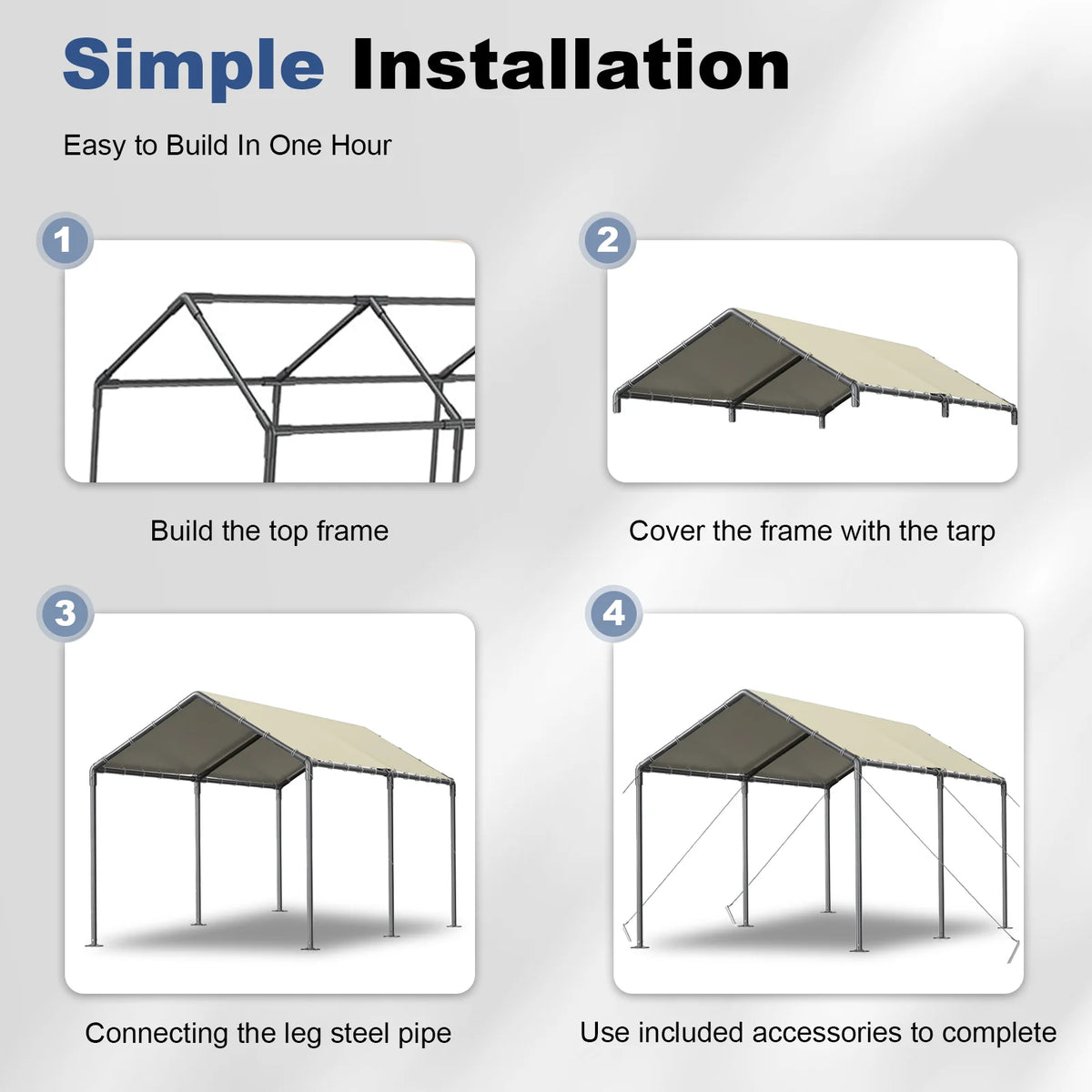 L20xW10xH9.2Ft Heavy Duty Portable Carport G361