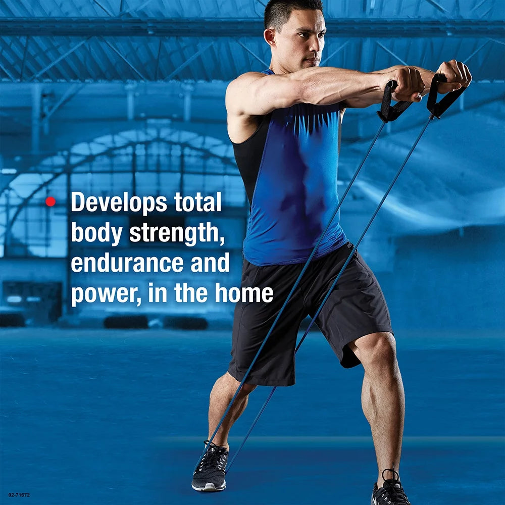 Home Gym Essentials Kit with Jump Rope, Push-up Bars, Ab Wheel and Resistance Tube T68322