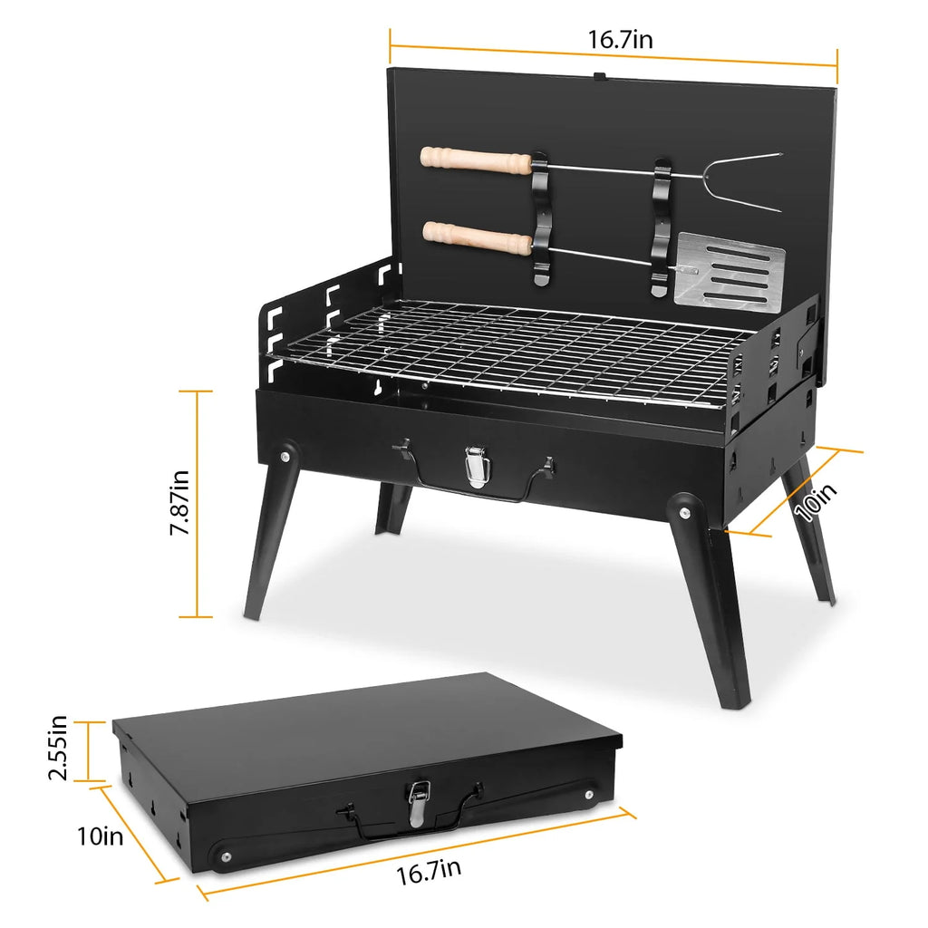 Portable Charcoal Grill Foldable BBQ Suitcase Grill L1642
