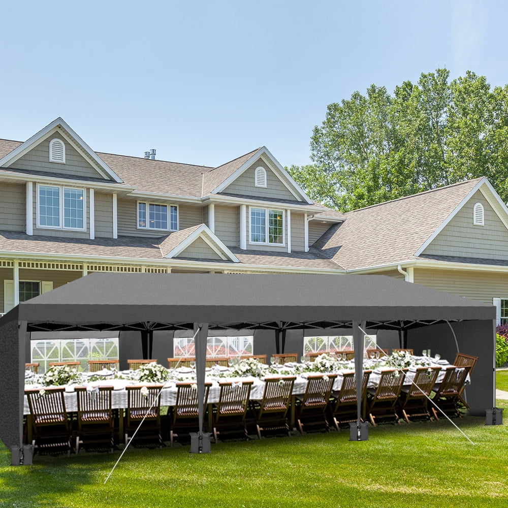 10 x 20-Feet White Pop Up Canopy Tent with 4 Removable Sidewalls V483