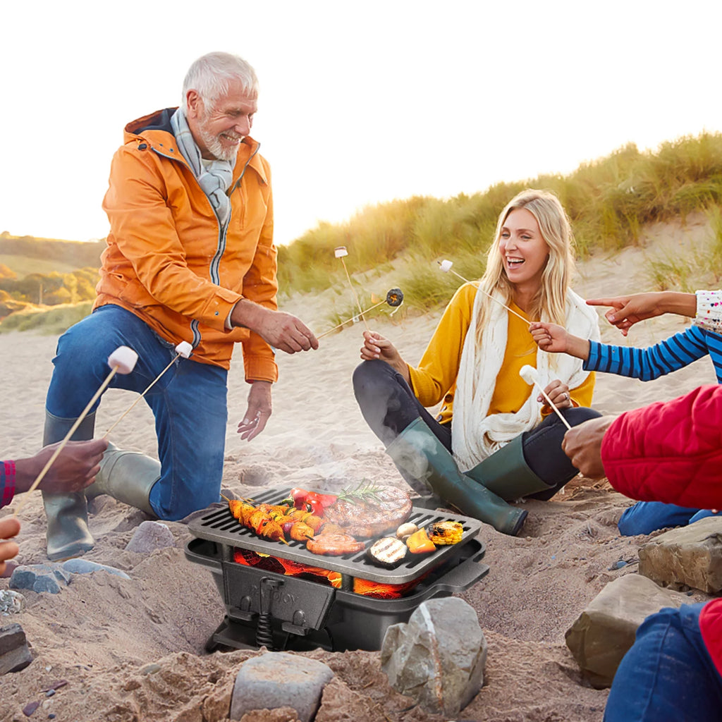 Portable Heavy Duty Cast Iron Charcoal Grill U35719