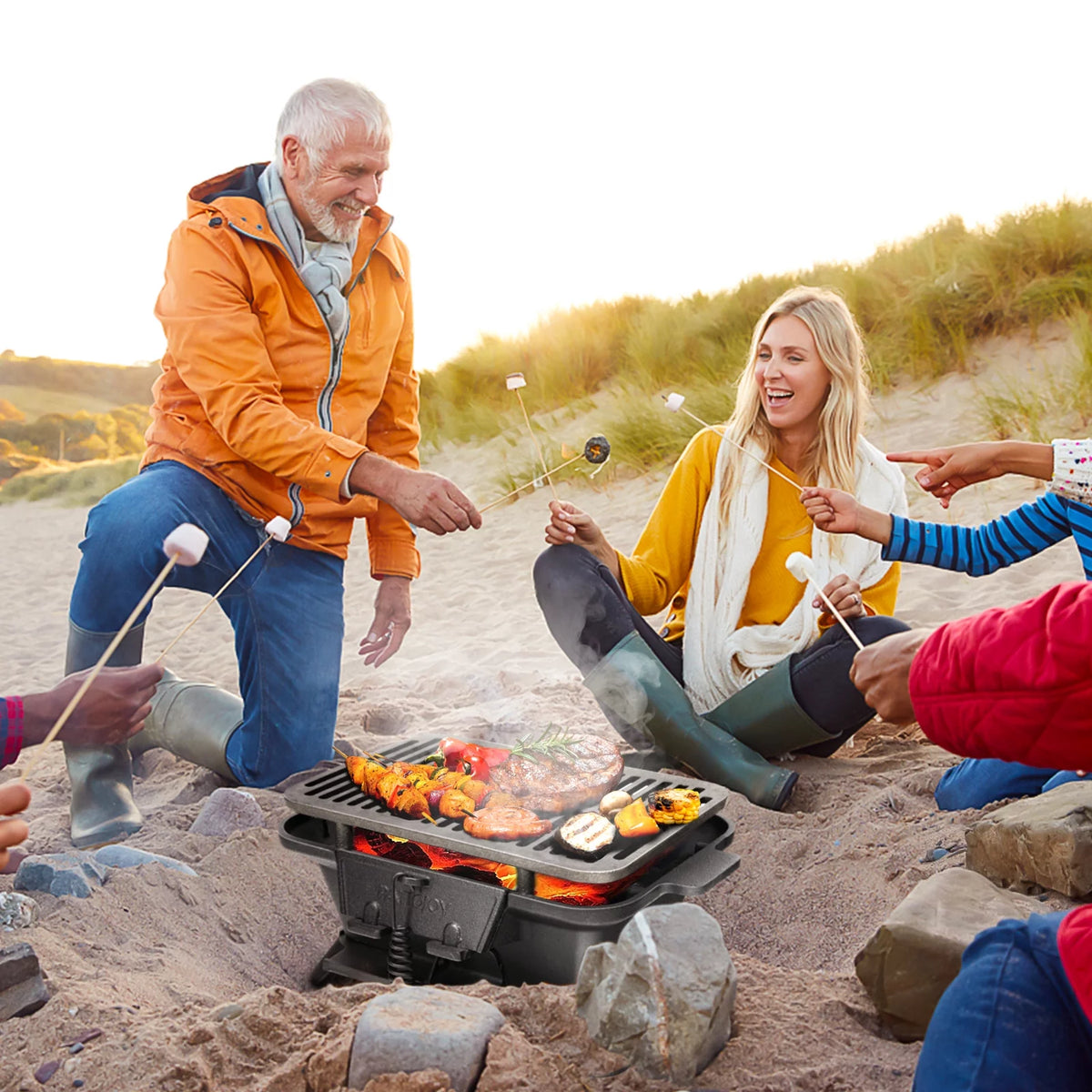 Portable Heavy Duty Cast Iron Charcoal Grill U35719