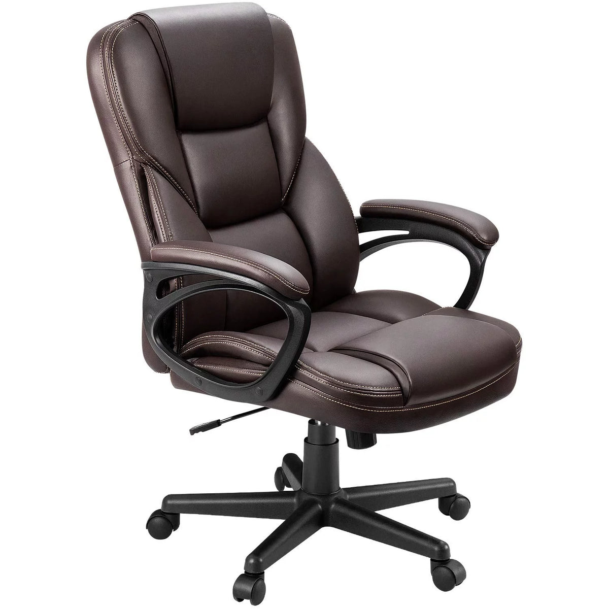 Black Faux Leather High-Back Executive Office Chair with Lumbar Support A28031