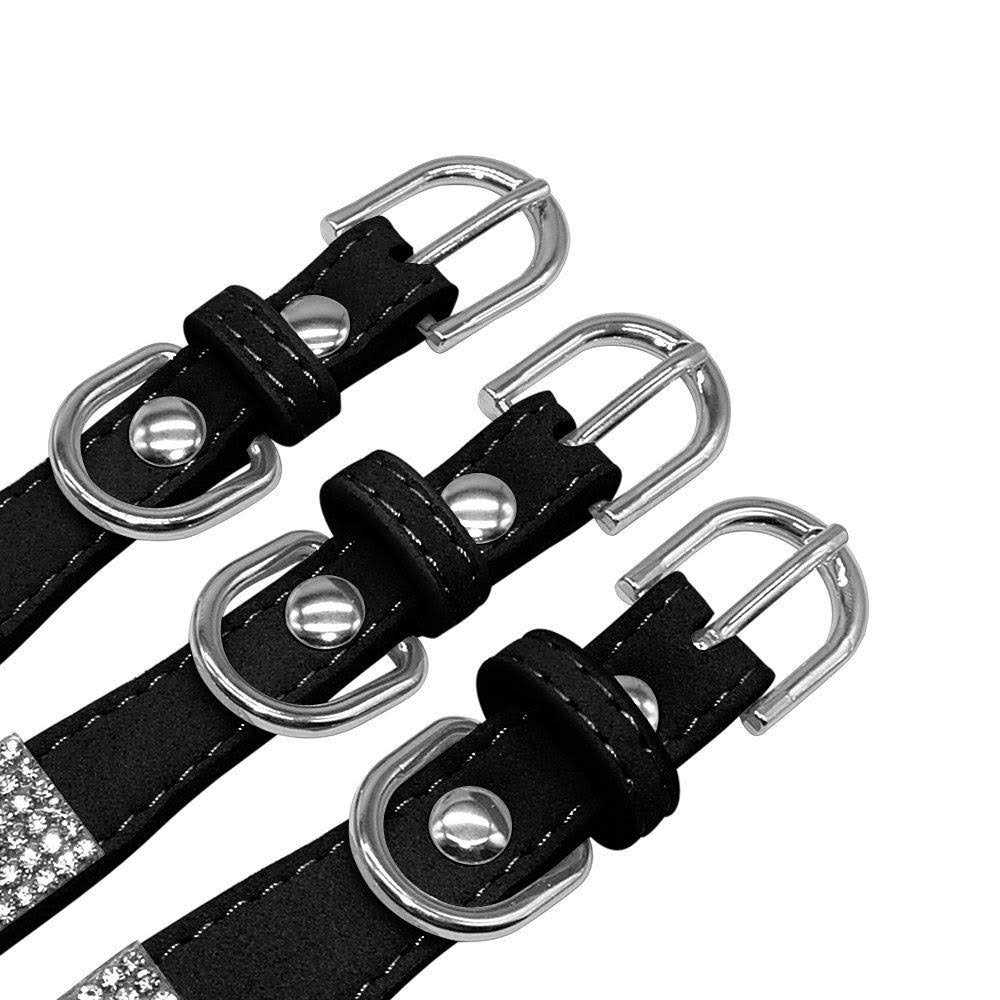 Rhinestone Soft Suede Leather Dog Collar X5166