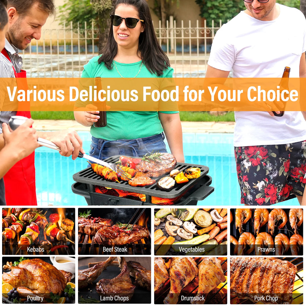 Portable Heavy Duty Cast Iron Charcoal Grill U35719