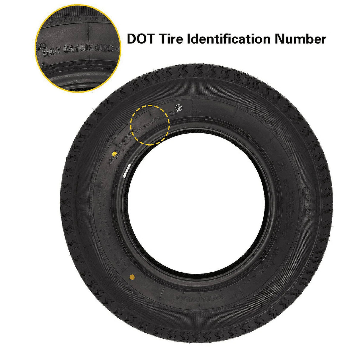 ST205/75R14 Trailer Tire with 14 White Wheel Set of 2 J86384